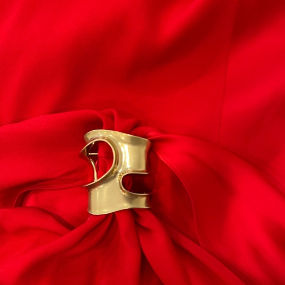 Salvatore Ferragamo asymmetric red sheer-drape dress - Picture 9 of 16